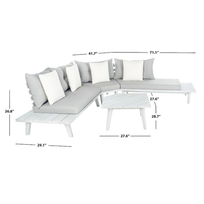 SAFAVIEH Outdoor Giancarla 4-Piece Sectional Sofa Set - 71W x 27D x 29H