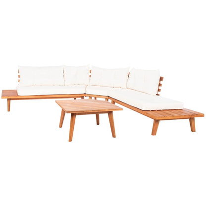 SAFAVIEH Outdoor Giancarla 4-Piece Sectional Sofa Set - 71W x 27D x 29H