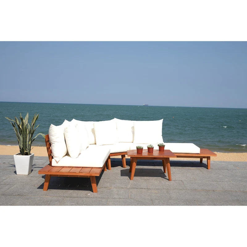 SAFAVIEH Outdoor Giancarla 4-Piece Sectional Sofa Set - 71W x 27D x 29H