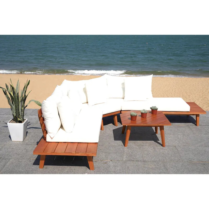 SAFAVIEH Outdoor Giancarla 4-Piece Sectional Sofa Set - 71W x 27D x 29H