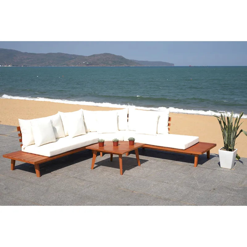 SAFAVIEH Outdoor Giancarla 4-Piece Sectional Sofa Set - 71W x 27D x 29H