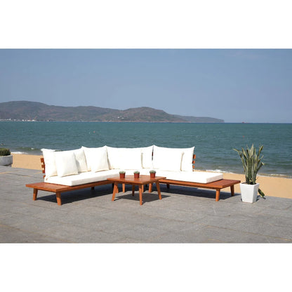 SAFAVIEH Outdoor Giancarla 4-Piece Sectional Sofa Set - 71W x 27D x 29H