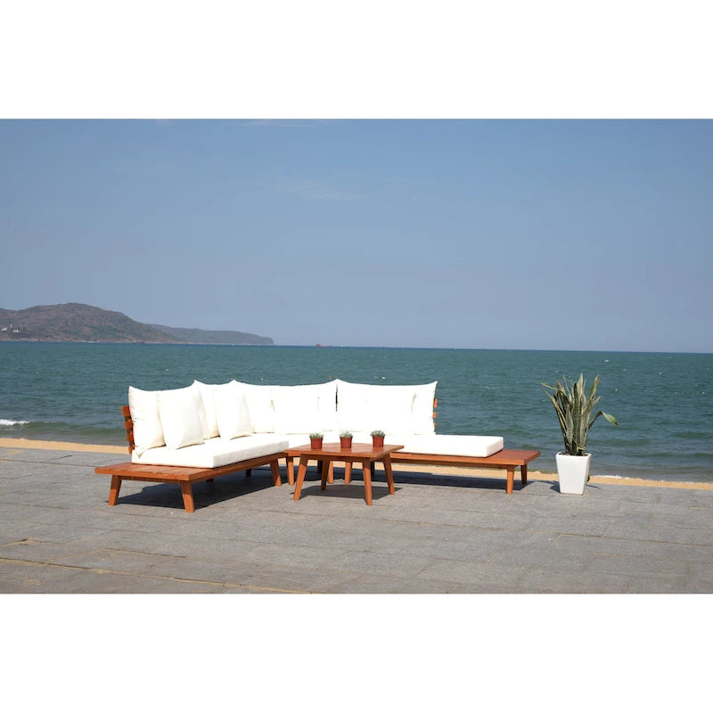 SAFAVIEH Outdoor Giancarla 4-Piece Sectional Sofa Set - 71W x 27D x 29H