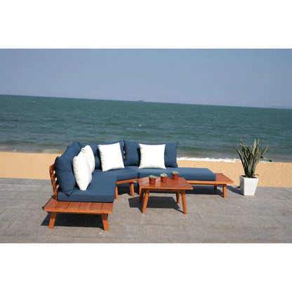 SAFAVIEH Outdoor Giancarla 4-Piece Sectional Sofa Set - 71W x 27D x 29H