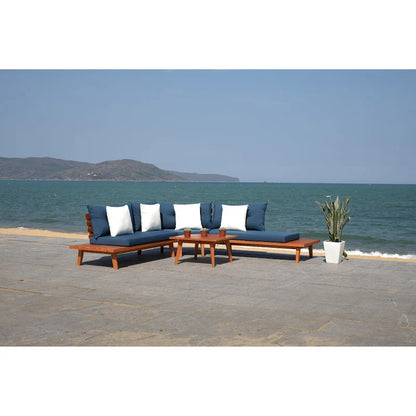 SAFAVIEH Outdoor Giancarla 4-Piece Sectional Sofa Set - 71W x 27D x 29H