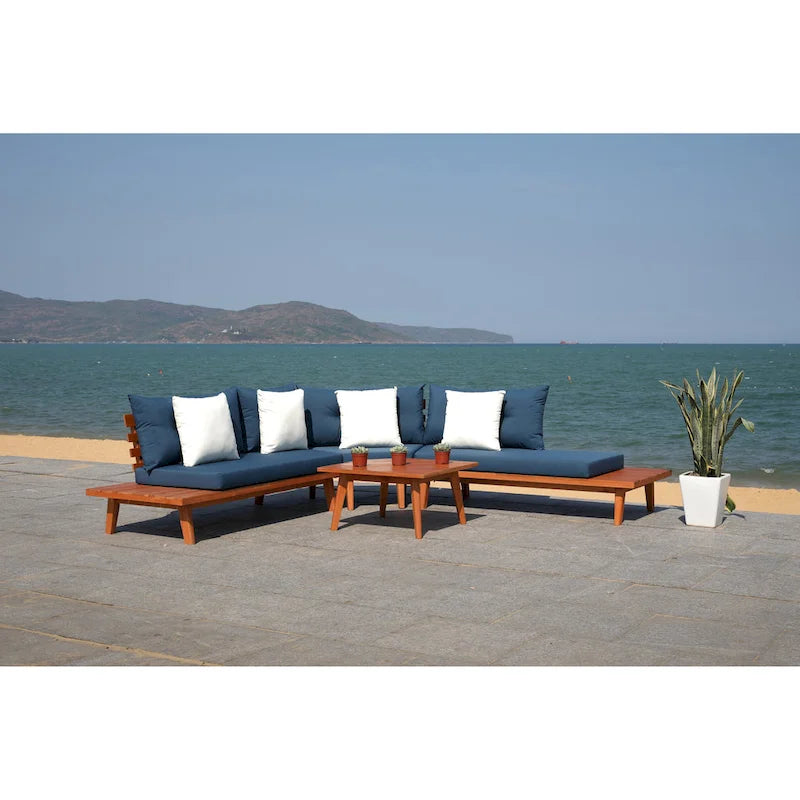SAFAVIEH Outdoor Giancarla 4-Piece Sectional Sofa Set - 71W x 27D x 29H