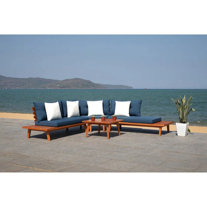 SAFAVIEH Outdoor Giancarla 4-Piece Sectional Sofa Set - 71W x 27D x 29H