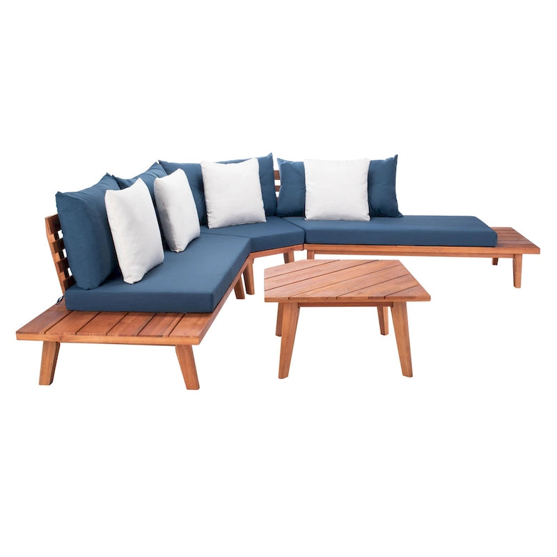 SAFAVIEH Outdoor Giancarla 4-Piece Sectional Sofa Set - 71W x 27D x 29H