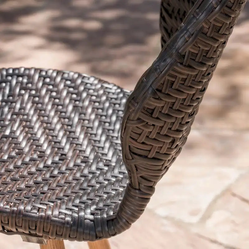 Laryn Outdoor Wicker Wood Barstool (Set of 2) by Christopher Knight Home