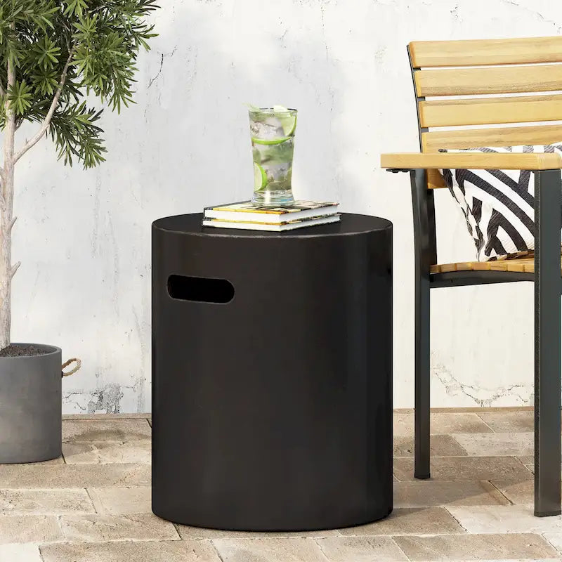 Akin Outdoor Lightweight Concrete Side Table by Christopher Knight Home