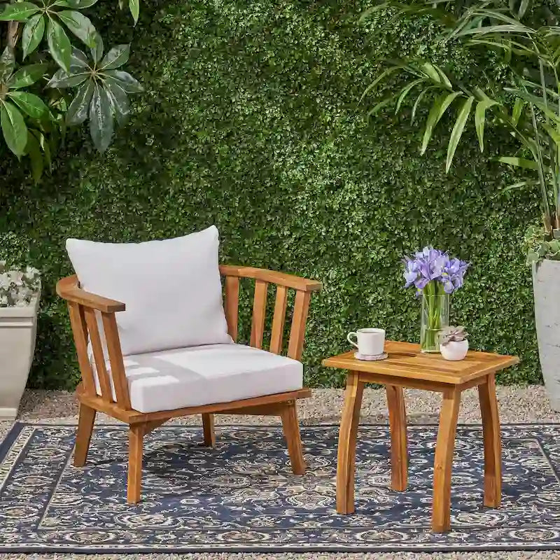 Barton Outdoor Acacia Wood Chair and Table Set by Christopher Knight Home