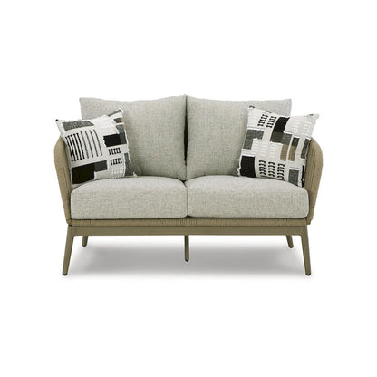 Signature Design by Ashley Swiss Valley Brown/Beige Outdoor Loveseat with Cushion - 53 W x 33 D x 28 H