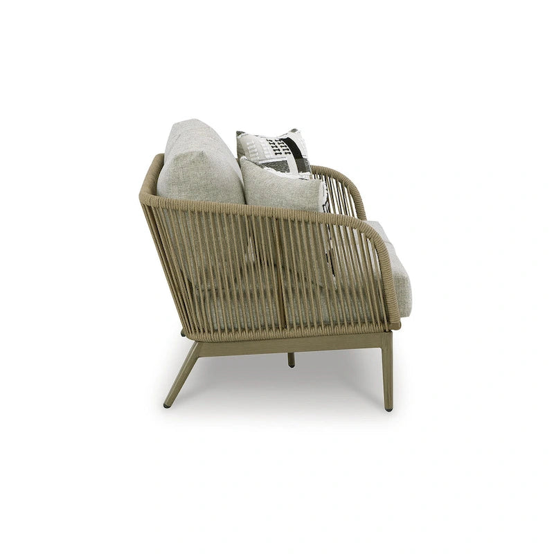 Signature Design by Ashley Swiss Valley Brown/Beige Outdoor Loveseat with Cushion - 53 W x 33 D x 28 H