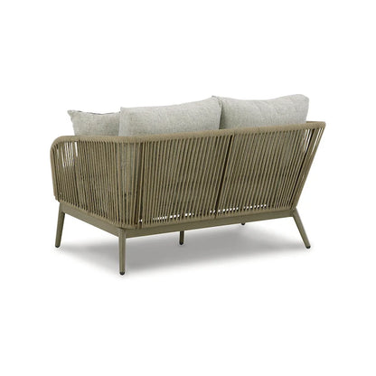 Signature Design by Ashley Swiss Valley Brown/Beige Outdoor Loveseat with Cushion - 53 W x 33 D x 28 H
