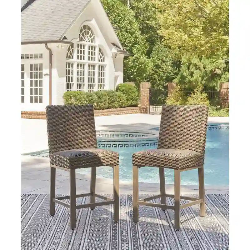 Signature Design by Ashley Walton Bridge Driftwood Outdoor Bar Stool (Set of 2) - 20.38  W x 26.88  D x 44.5  H