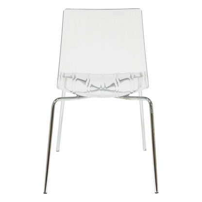Ralph Acrylic Plastic Dining Chair (Set of 4) Chrome Metal Legs Modern Transparent Accent Side Chair for Dining Room & Kitchen