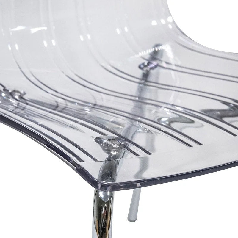 Ralph Acrylic Plastic Dining Chair (Set of 4) Chrome Metal Legs Modern Transparent Accent Side Chair for Dining Room & Kitchen