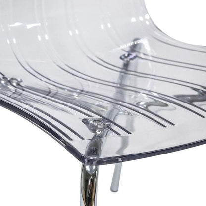 Ralph Acrylic Plastic Dining Chair (Set of 4) Chrome Metal Legs Modern Transparent Accent Side Chair for Dining Room & Kitchen