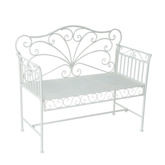 Outsunny 43  Antique Metal Outdoor Patio Garden Bench - Cream White