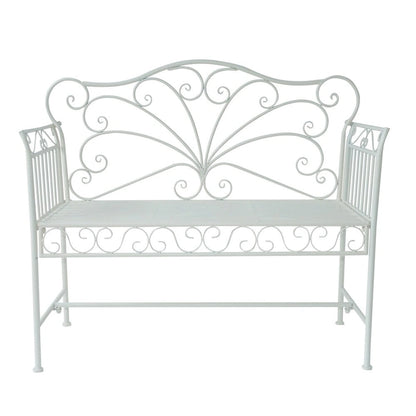 Outsunny 43  Antique Metal Outdoor Patio Garden Bench - Cream White