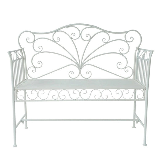 Outsunny 43  Antique Metal Outdoor Patio Garden Bench - Cream White