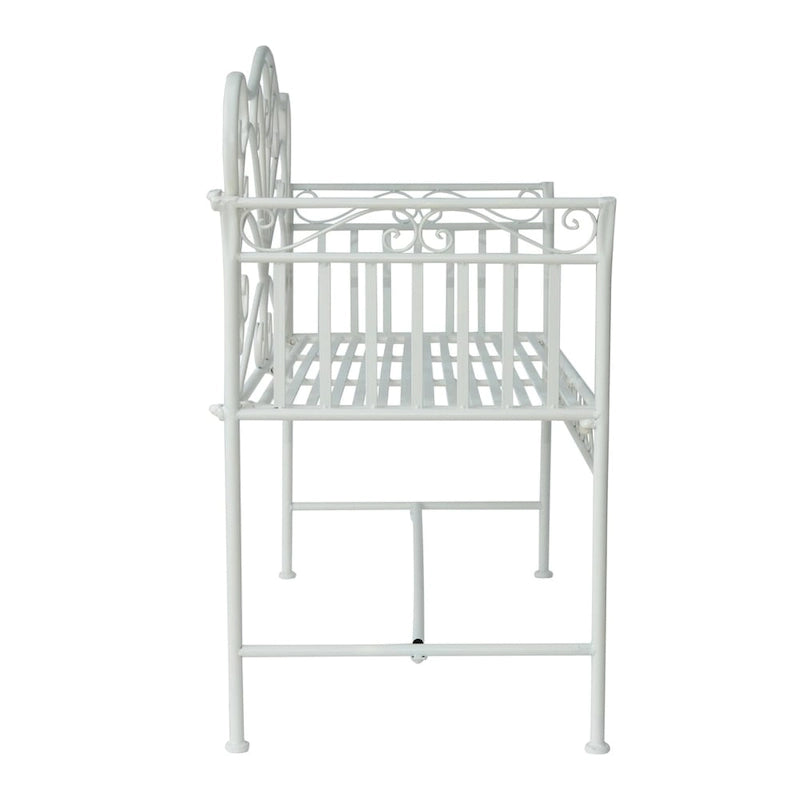 Outsunny 43  Antique Metal Outdoor Patio Garden Bench - Cream White