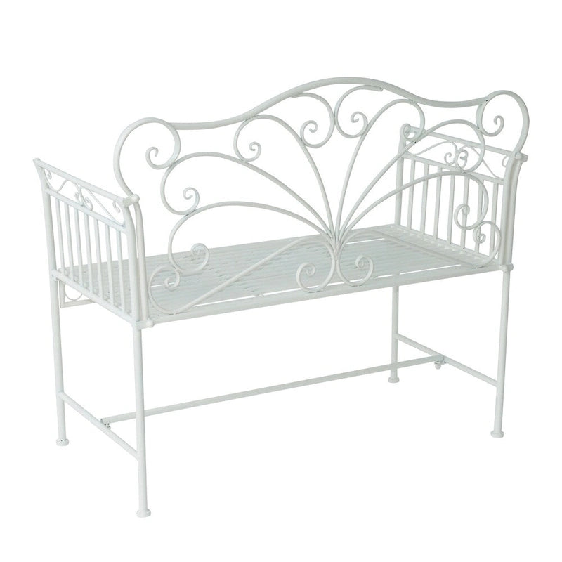 Outsunny 43  Antique Metal Outdoor Patio Garden Bench - Cream White