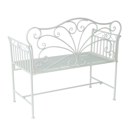 Outsunny 43  Antique Metal Outdoor Patio Garden Bench - Cream White