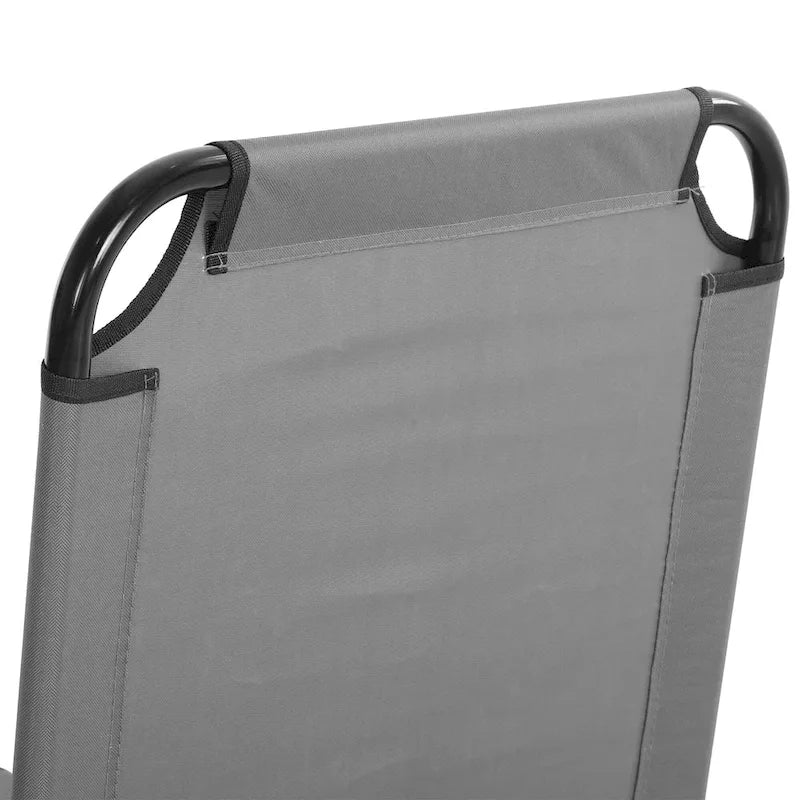 Outsunny 2 Piece Folding Chaise Lounge Pool Chairs, Outdoor Sun Tanning Chairs with 5-Level Reclining Back - Grey