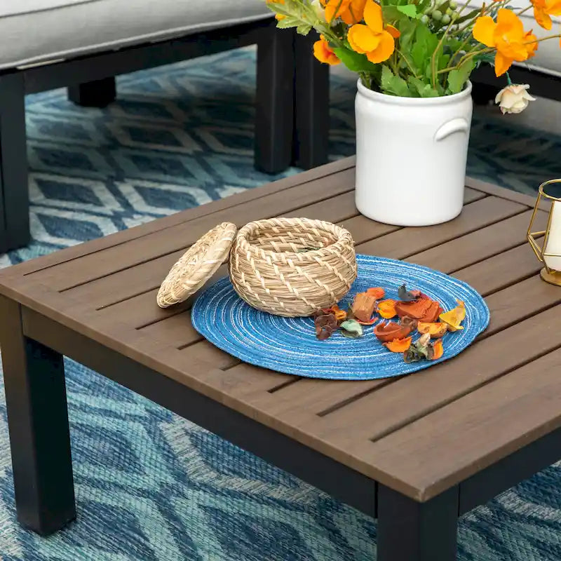 MAISON ARTS Outdoor 6-Piece Patio Sectional sofa set, E-coating Steel frame Conversation Sets with Grey Cushion - 6-Seat