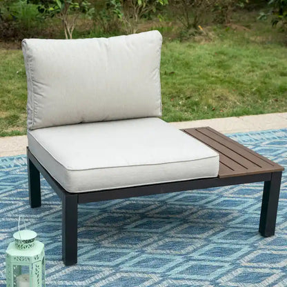 MAISON ARTS Outdoor 6-Piece Patio Sectional sofa set, E-coating Steel frame Conversation Sets with Grey Cushion - 6-Seat