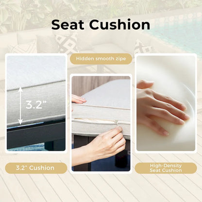 MAISON ARTS Outdoor 6-Piece Patio Sectional sofa set, E-coating Steel frame Conversation Sets with Grey Cushion - 6-Seat