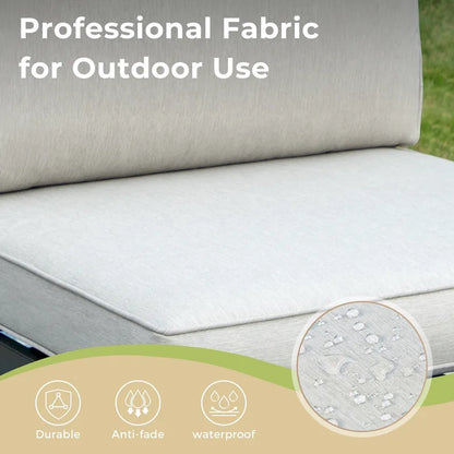 MAISON ARTS Outdoor 6-Piece Patio Sectional sofa set, E-coating Steel frame Conversation Sets with Grey Cushion - 6-Seat