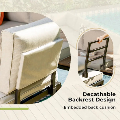 MAISON ARTS Outdoor 6-Piece Patio Sectional sofa set, E-coating Steel frame Conversation Sets with Grey Cushion - 6-Seat