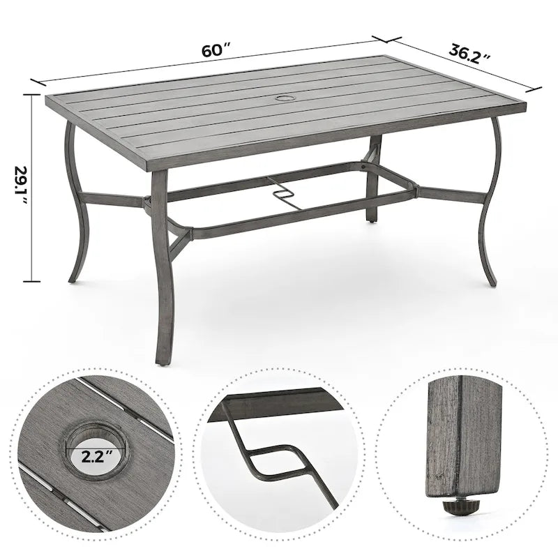 EGEIROS LIFE AluLux 7-Piece Aluminum Patio Dining Set with 2 Swivel Dining Chairs, 4 Dining Chairs and Washable Cushions