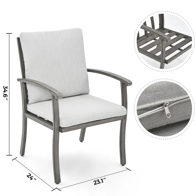 EGEIROS LIFE AluLux 7-Piece Aluminum Patio Dining Set with 2 Swivel Dining Chairs, 4 Dining Chairs and Washable Cushions