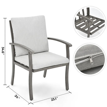 EGEIROS LIFE AluLux 7-Piece Aluminum Patio Dining Set with 2 Swivel Dining Chairs, 4 Dining Chairs and Washable Cushions