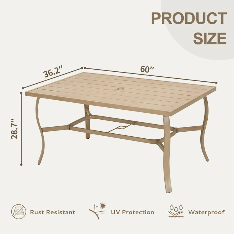 EGEIROS LIFE AluLux 7-Piece Aluminum Patio Dining Set with 2 Swivel Dining Chairs, 4 Dining Chairs and Washable Cushions