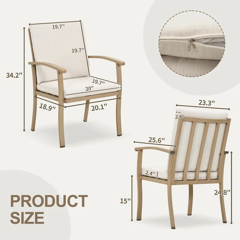 EGEIROS LIFE AluLux 7-Piece Aluminum Patio Dining Set with 2 Swivel Dining Chairs, 4 Dining Chairs and Washable Cushions