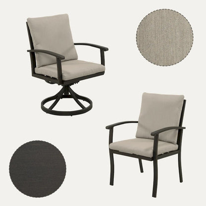 EGEIROS LIFE AluLux 7-Piece Aluminum Patio Dining Set with 2 Swivel Dining Chairs, 4 Dining Chairs and Washable Cushions