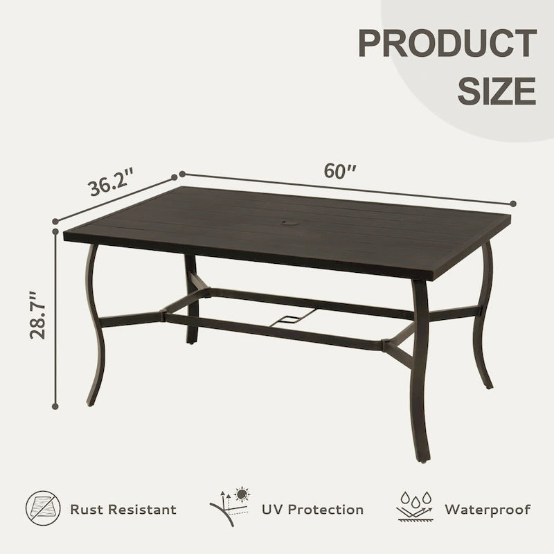 EGEIROS LIFE AluLux 7-Piece Aluminum Patio Dining Set with 2 Swivel Dining Chairs, 4 Dining Chairs and Washable Cushions