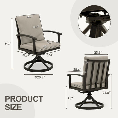 EGEIROS LIFE AluLux 7-Piece Aluminum Patio Dining Set with 2 Swivel Dining Chairs, 4 Dining Chairs and Washable Cushions