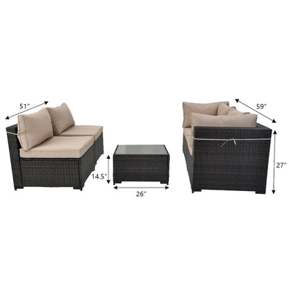UPHA 5 Piece Patio Conversation Furniture Sectional Seating Group With Cushions