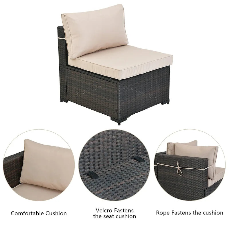 UPHA 5 Piece Patio Conversation Furniture Sectional Seating Group With Cushions