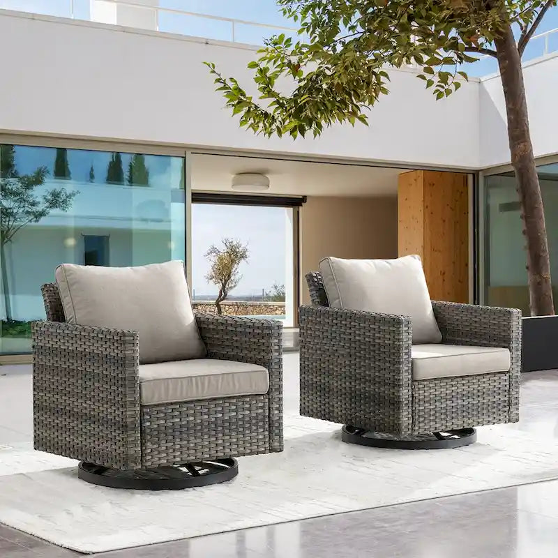 Pocassy (PE)-2 Piece Patio Dining Rocking chair set(Gray Rattan)