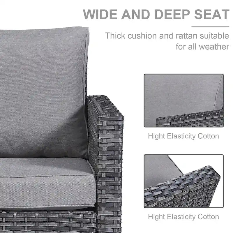 Pocassy (PE)-2 Piece Patio Dining Rocking chair set(Gray Rattan)