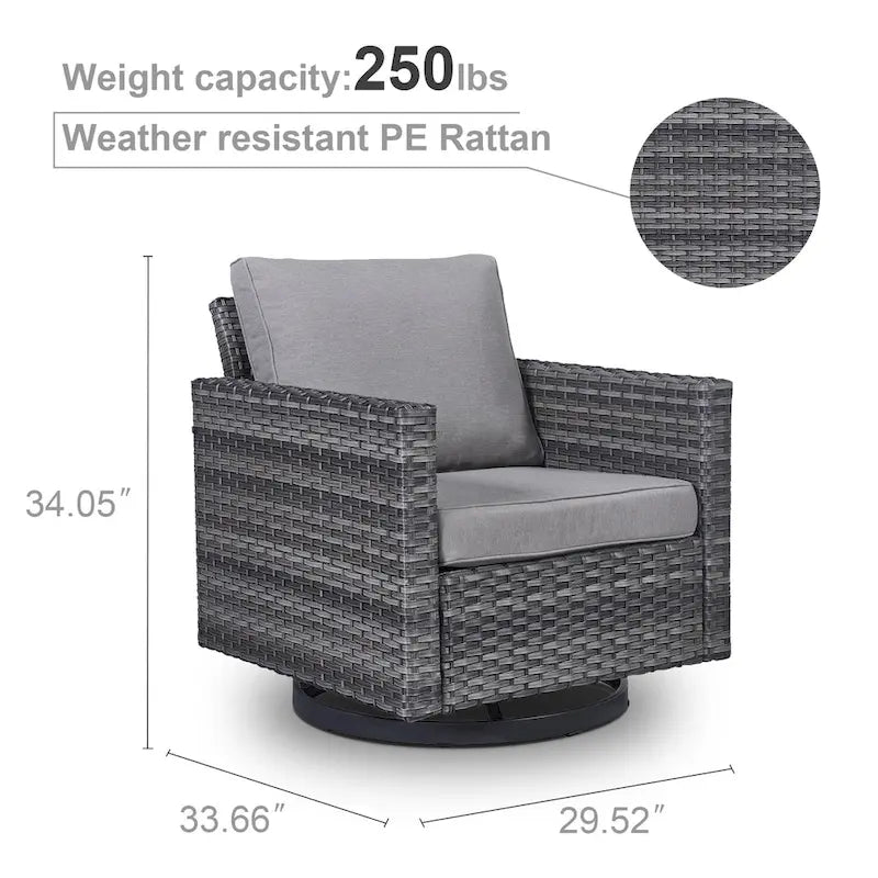 Pocassy (PE)-2 Piece Patio Dining Rocking chair set(Gray Rattan)