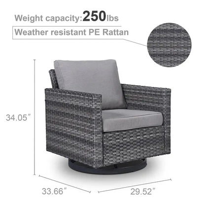 Pocassy (PE)-2 Piece Patio Dining Rocking chair set(Gray Rattan)