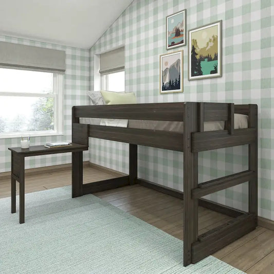 Max and Lily Farmhouse Twin-Size Low Loft with Hook-on Desk