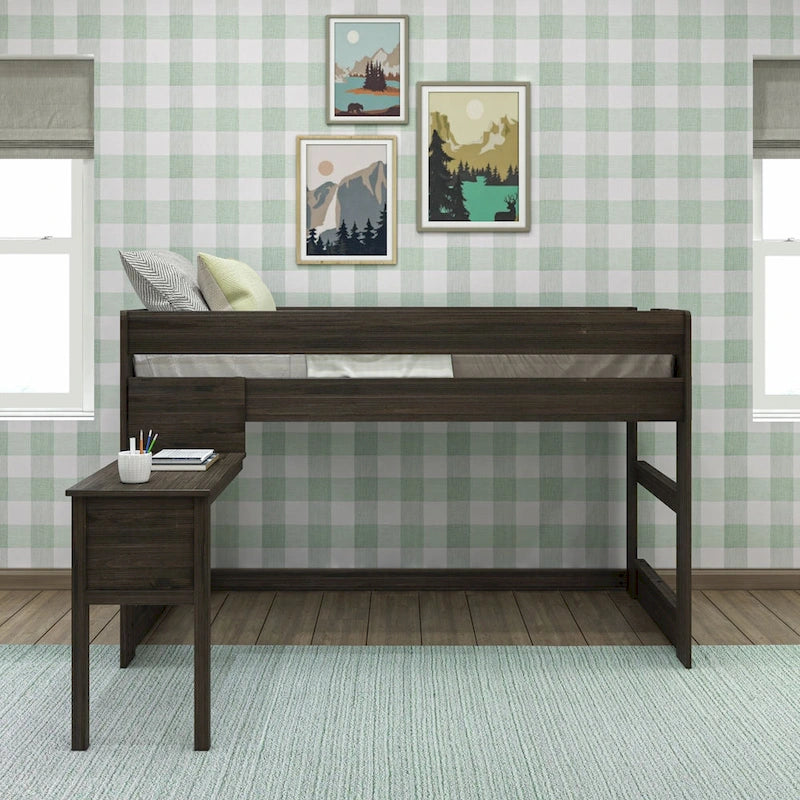 Max and Lily Farmhouse Twin-Size Low Loft with Hook-on Desk